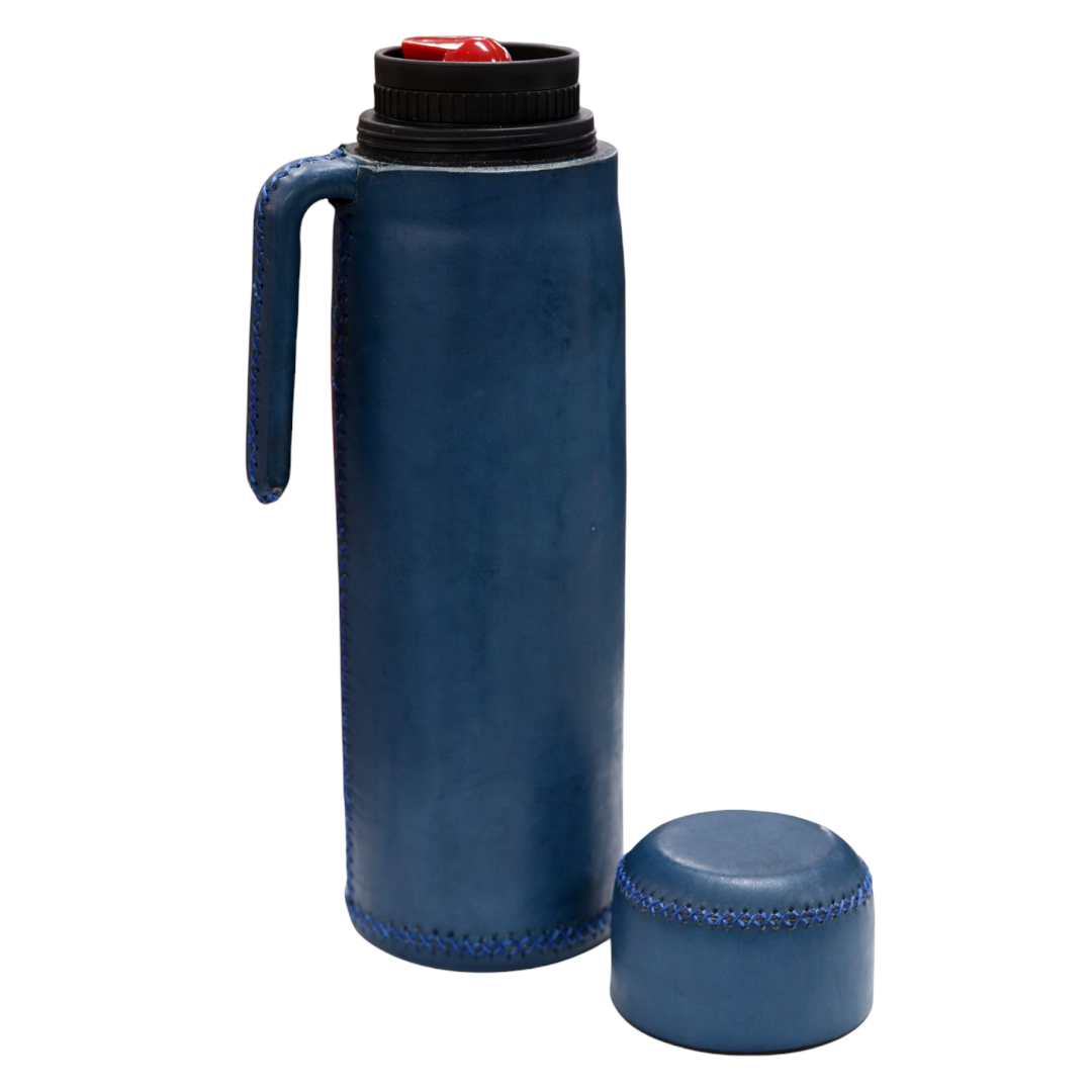 Hand-Stitched Leather Thermos