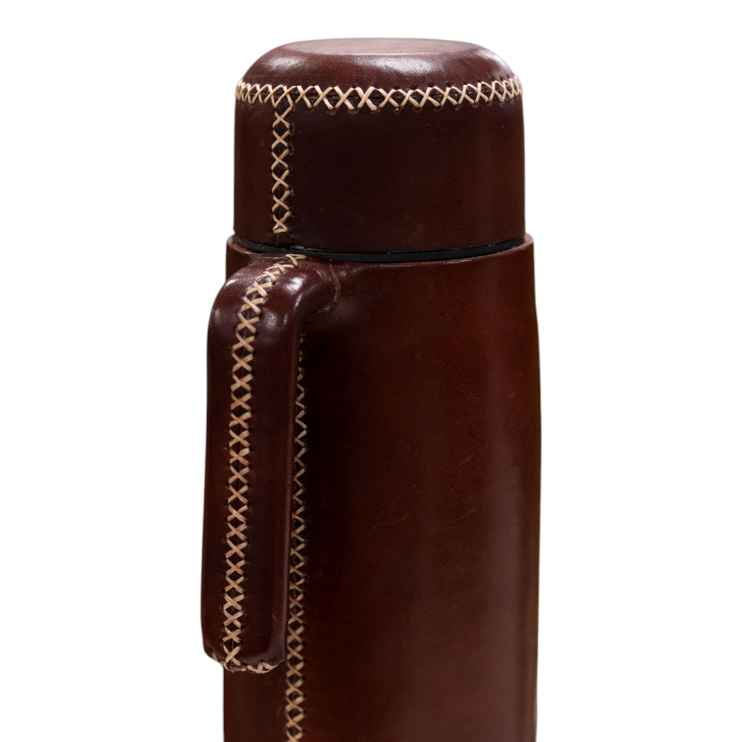Hand-Stitched Leather Thermos