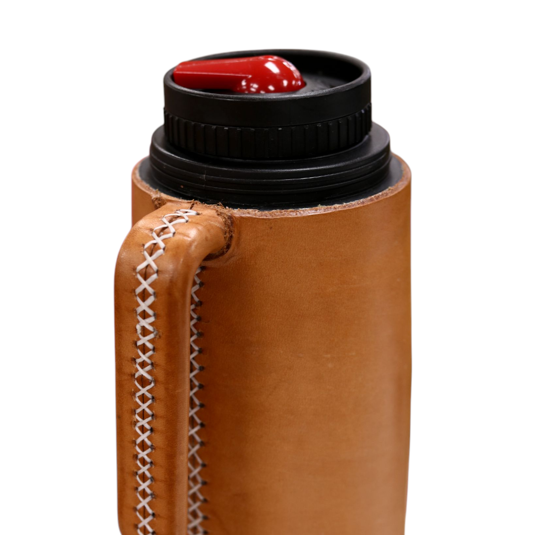Hand-Stitched Leather Thermos