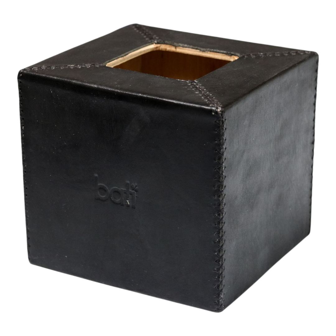 Hand-Stitched Leather Tissue Box