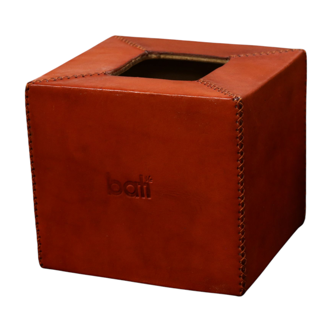 Hand-Stitched Leather Tissue Box