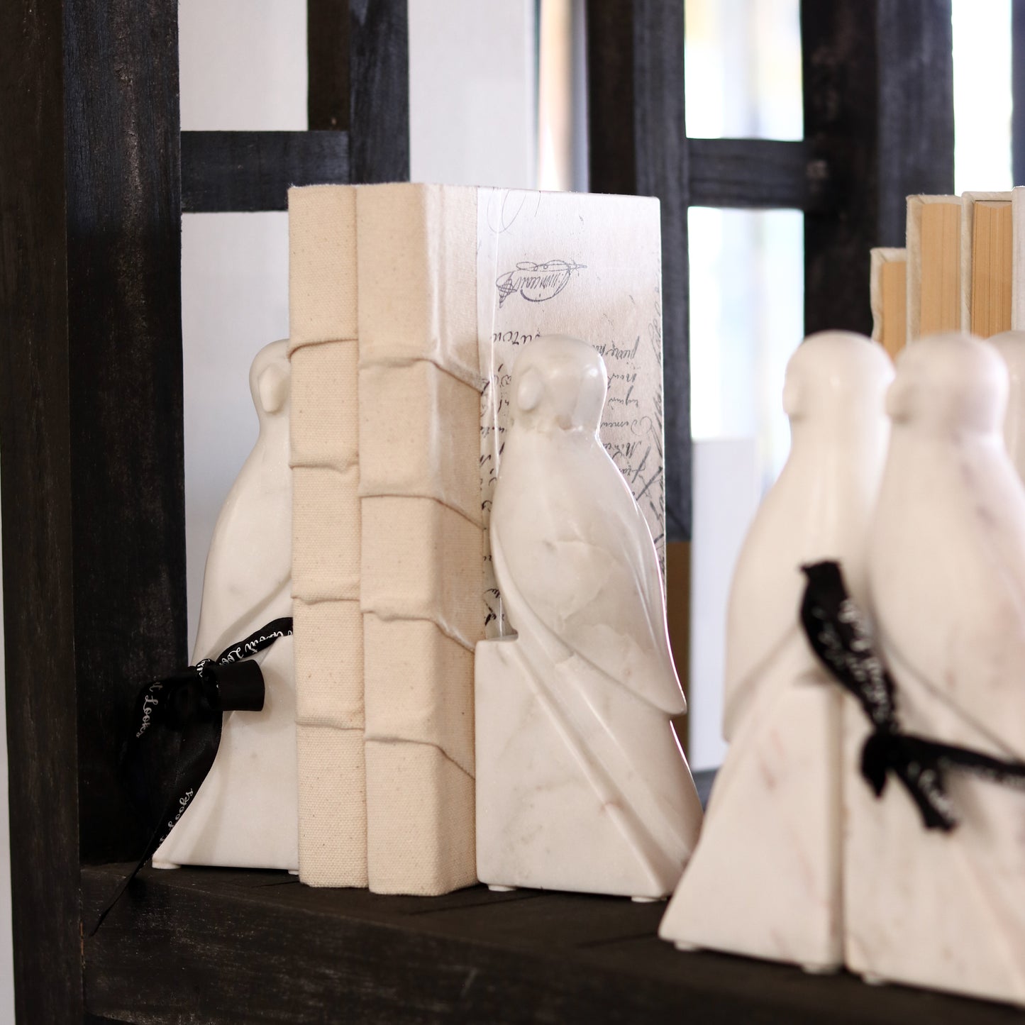 Marble Parrot Shaped Bookends