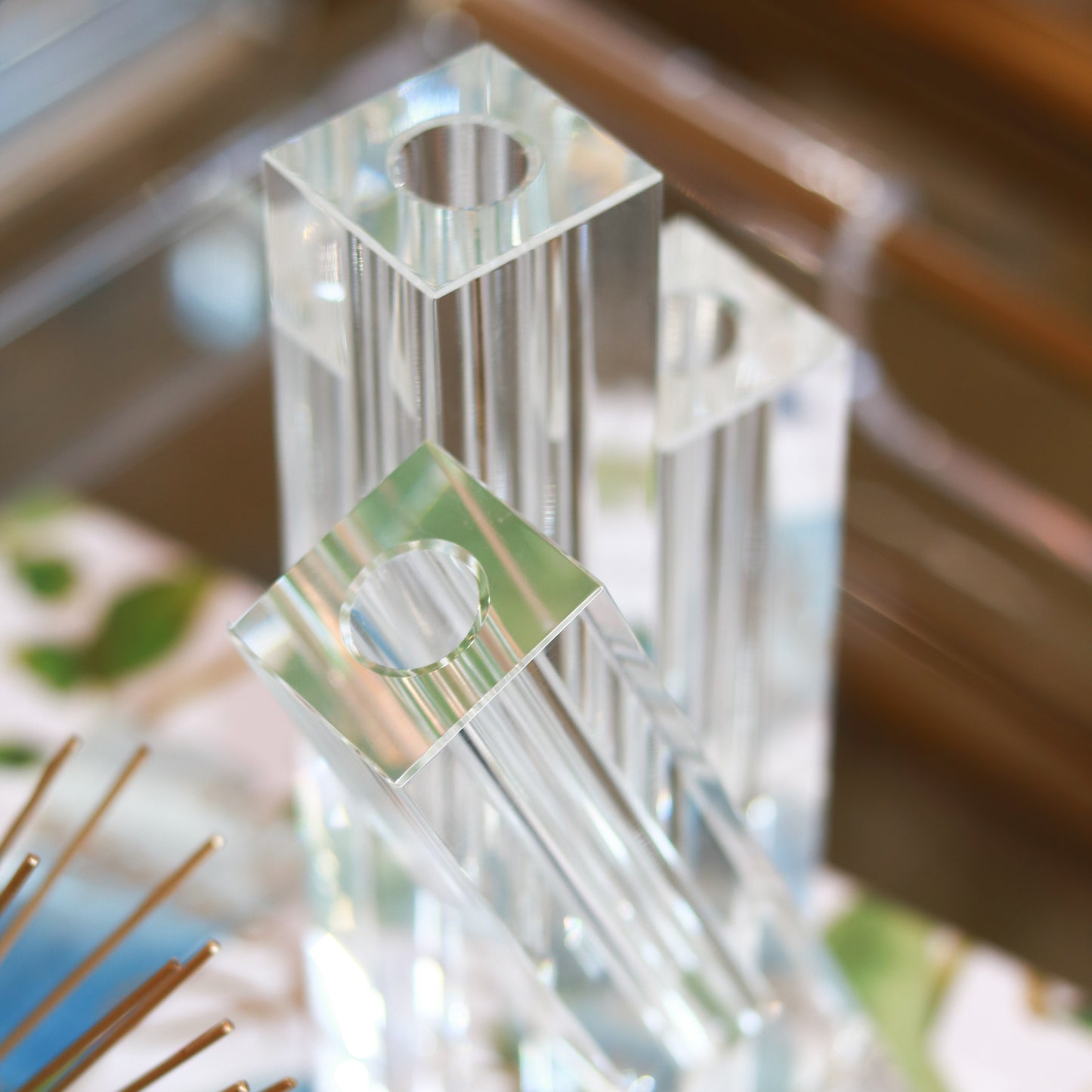 Crystal Glass Triple Bud Vase