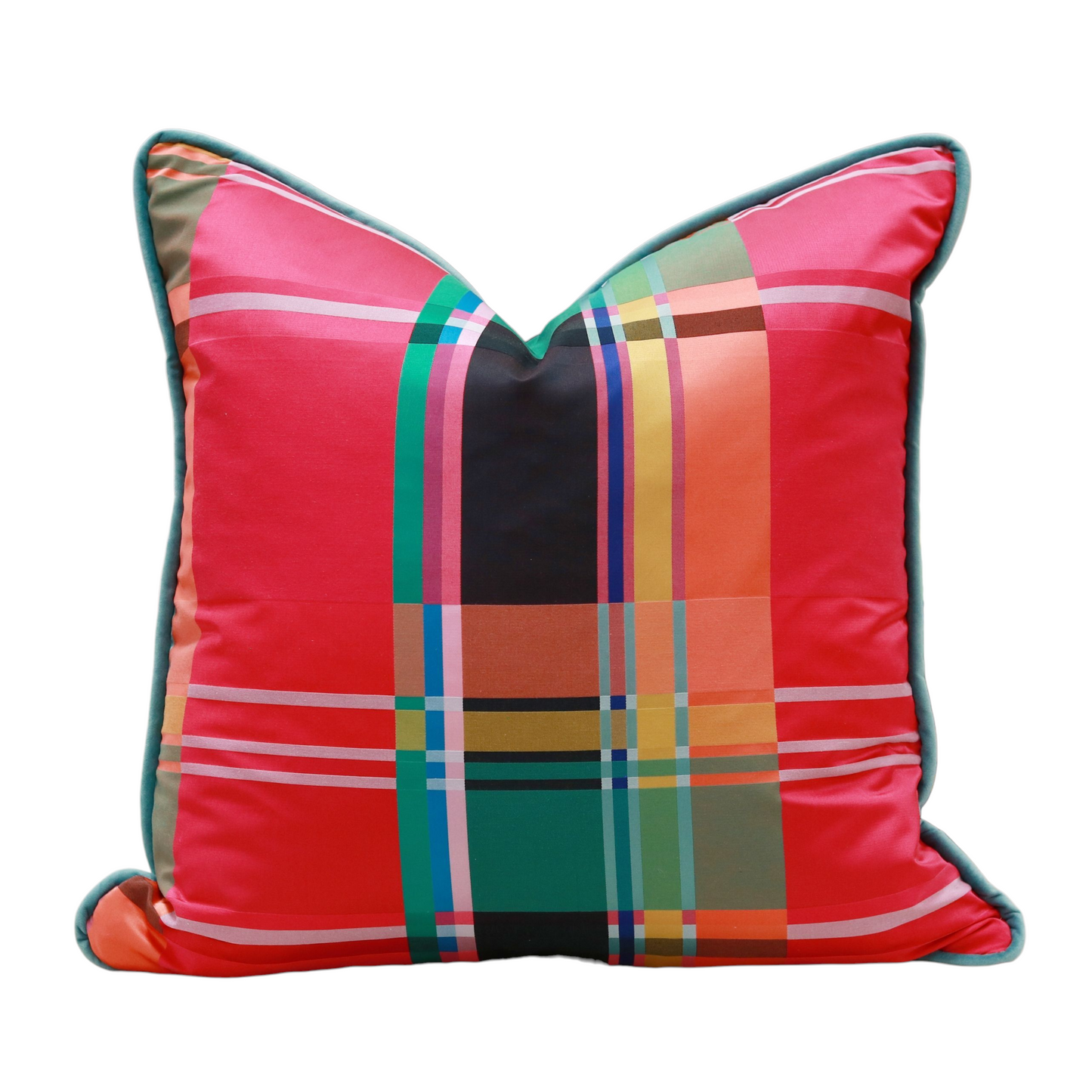 22" Satin Plaid Pillow