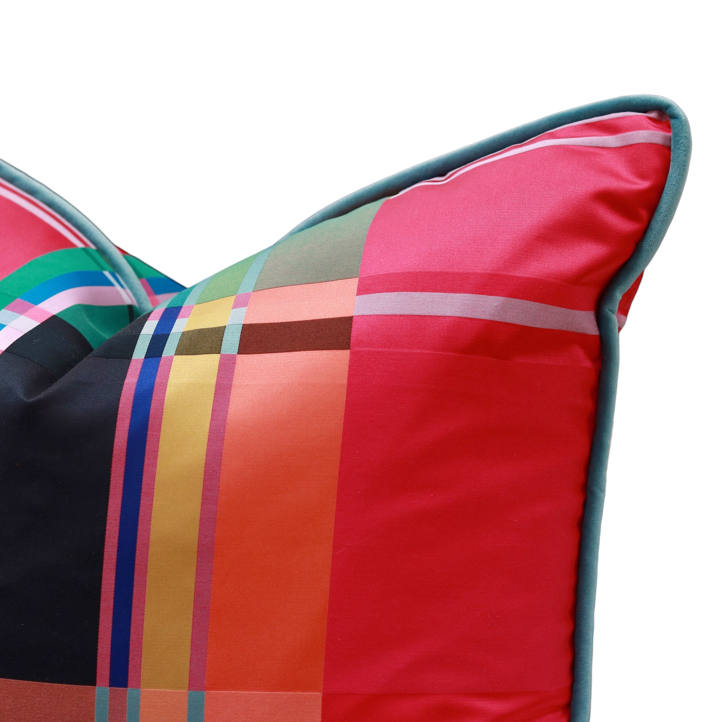 22" Satin Plaid Pillow