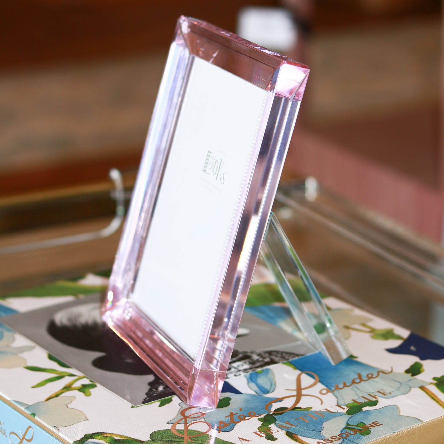 5 x 7 Crystal Glass Pink Frame