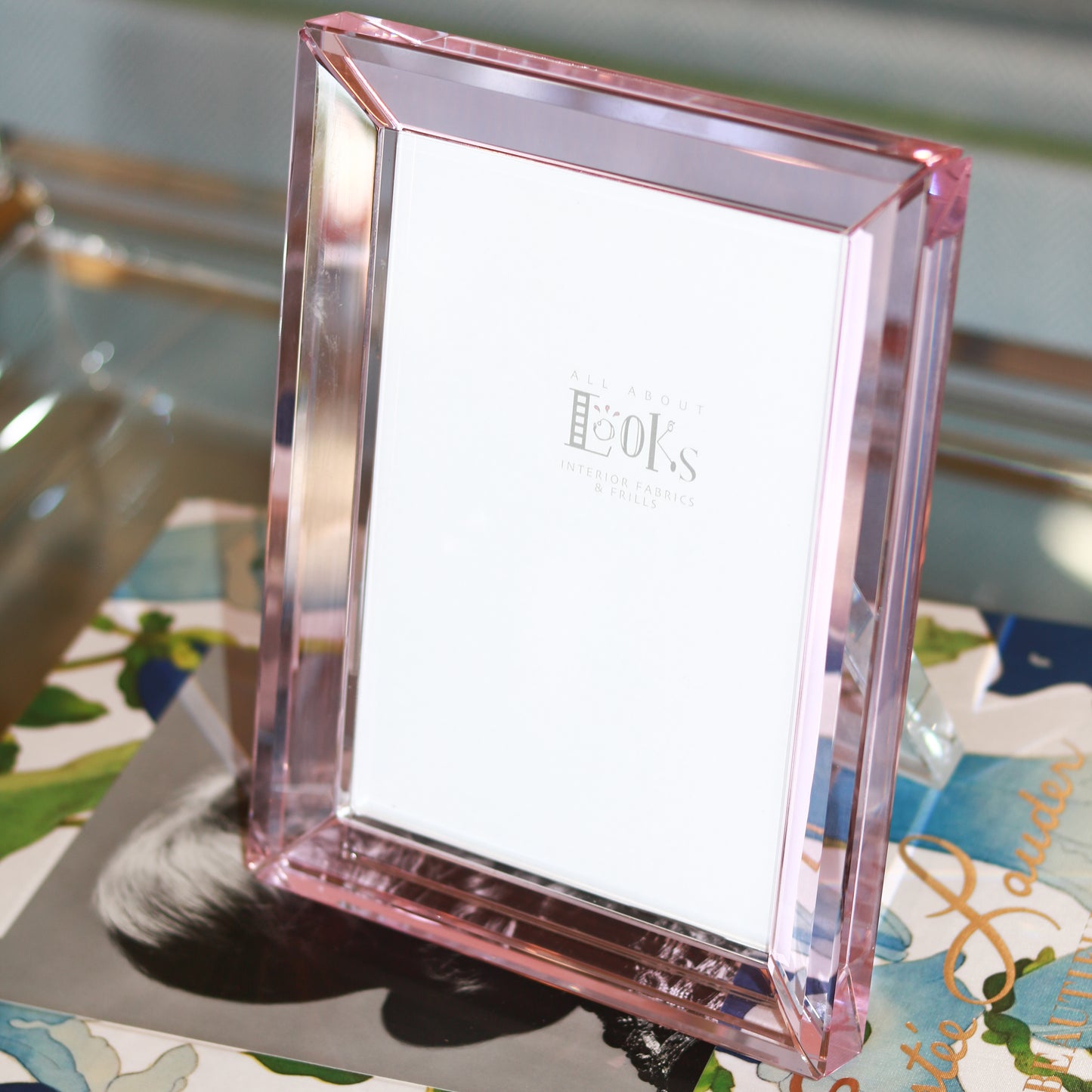 5 x 7 Crystal Glass Pink Frame