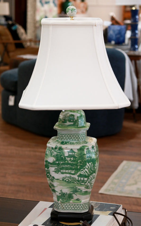 Porcelain Green Chinoiserie Lamp