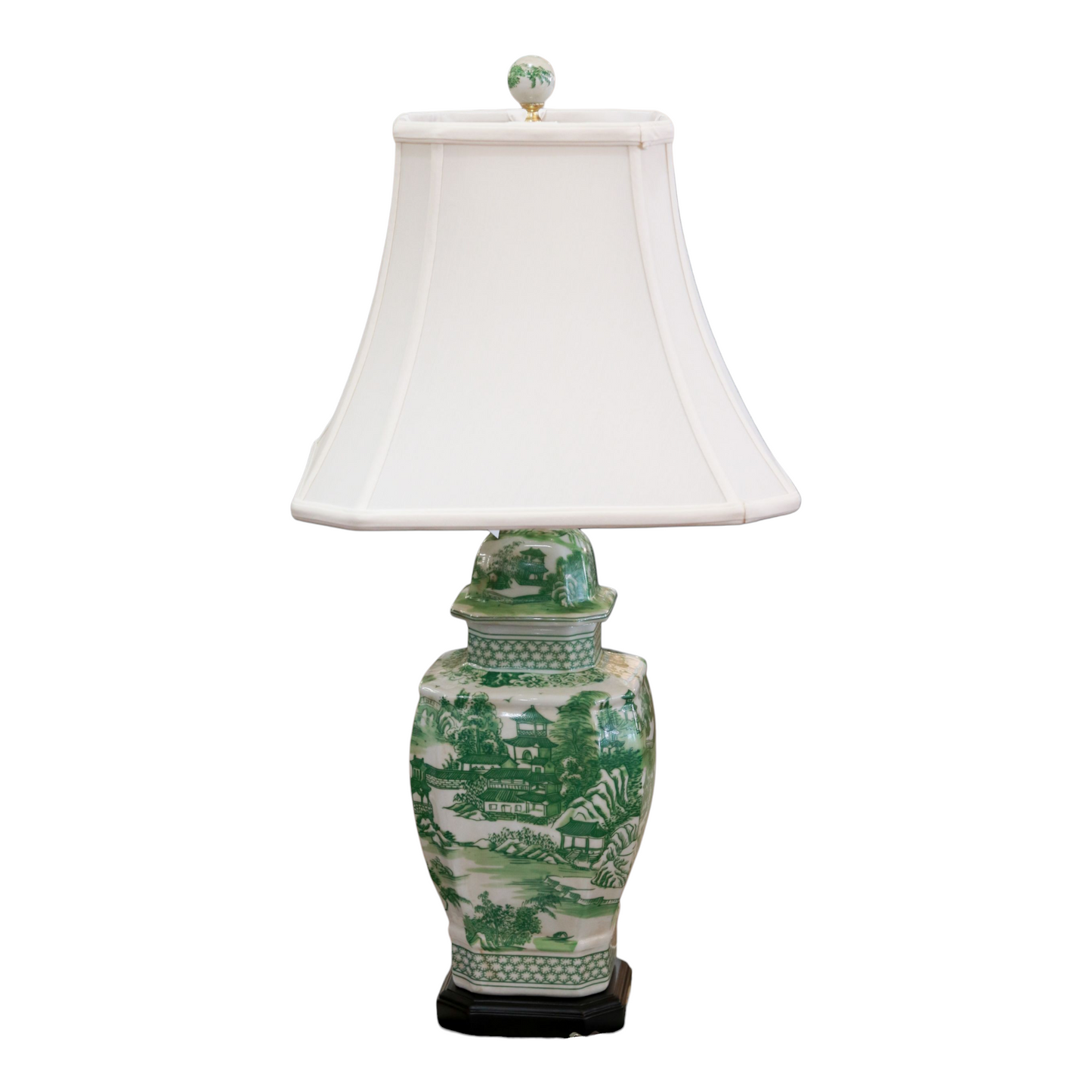 Porcelain Green Chinoiserie Lamp