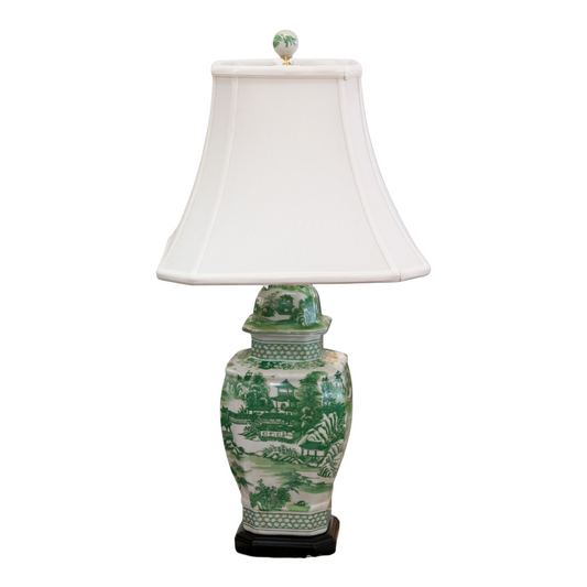 Porcelain Green Chinoiserie Lamp