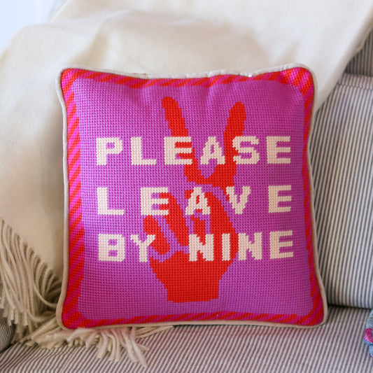 Leave by Nine Needlepoint Pillow
