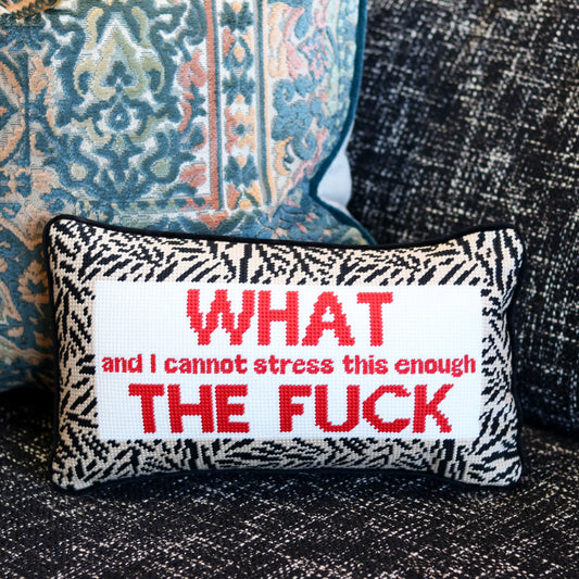 WTF Needlepoint Pillow