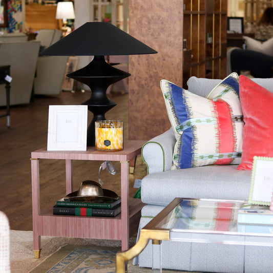Lacquered Grasscloth Side Table