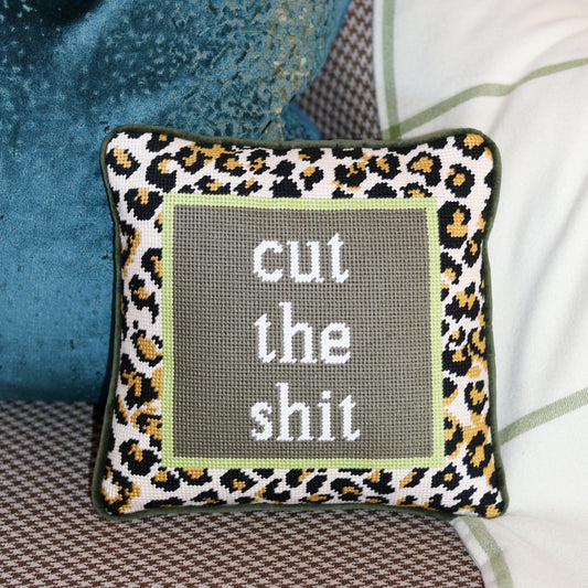 Cut The S**t Needlepoint Pillow
