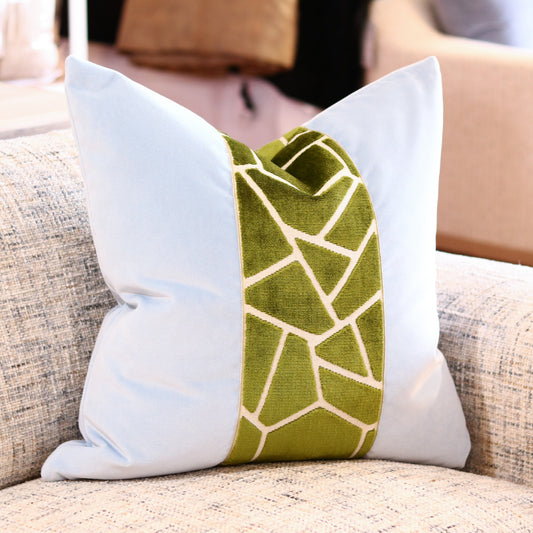 Chambray Kiwi Velvet Pillow - 22"