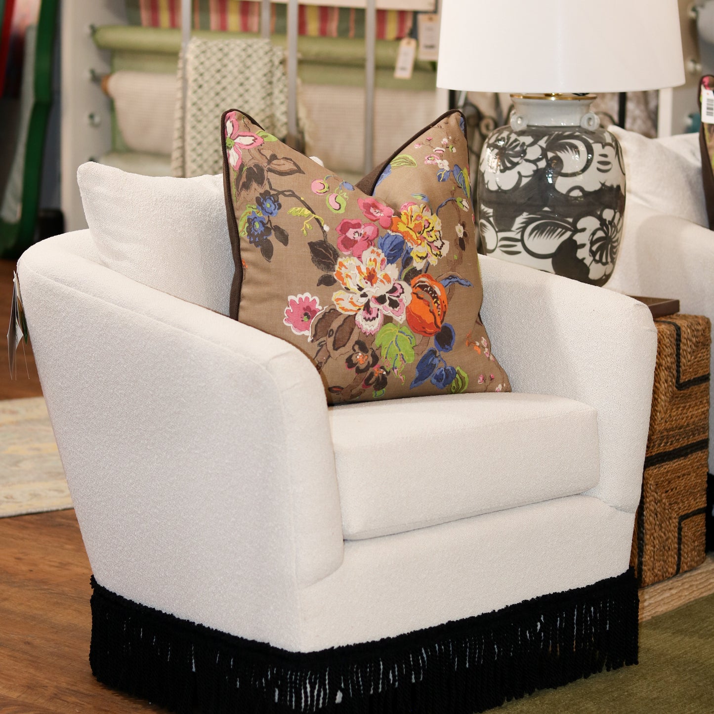 Brown Floral Pillow - 20"