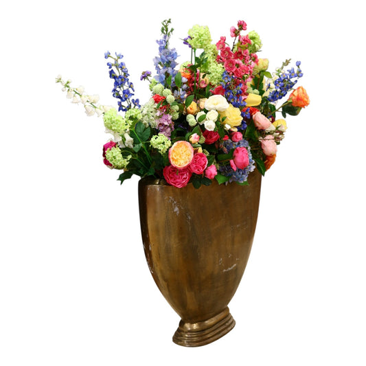 Floral Arrangement in Aluminum Vase