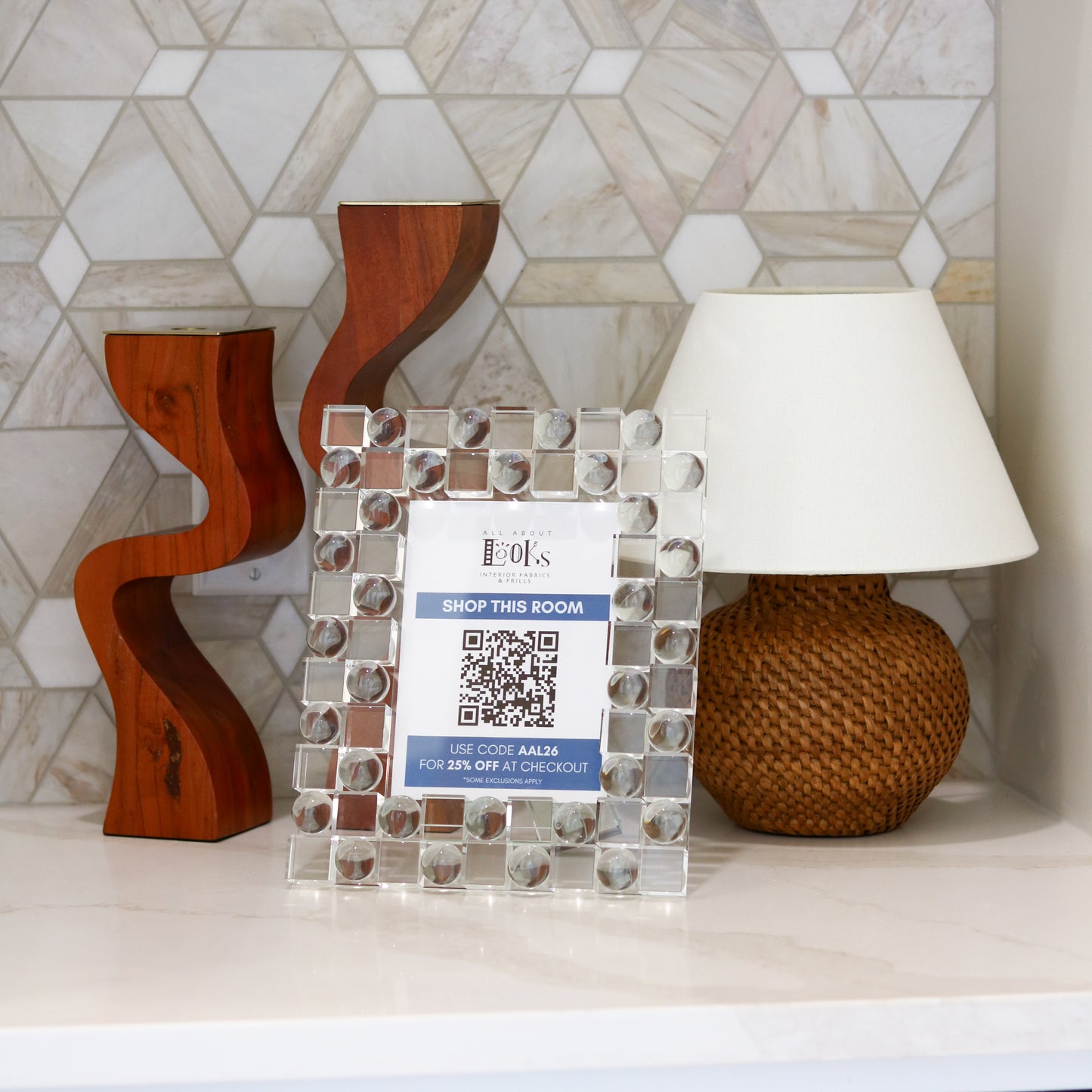 5 x 7 Crystal Glass Frame - Cube & Bubble