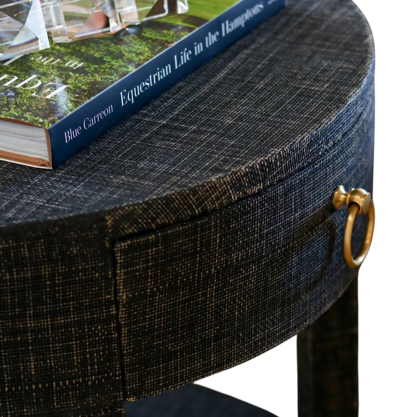 Black Linen Wrapped Side Table