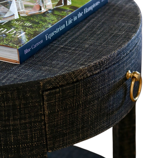 Black Linen Wrapped Side Table