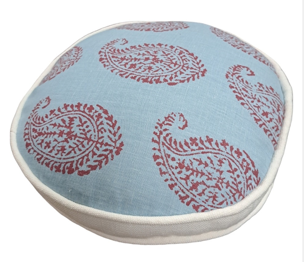 15" Round Blue & Pink Pillow