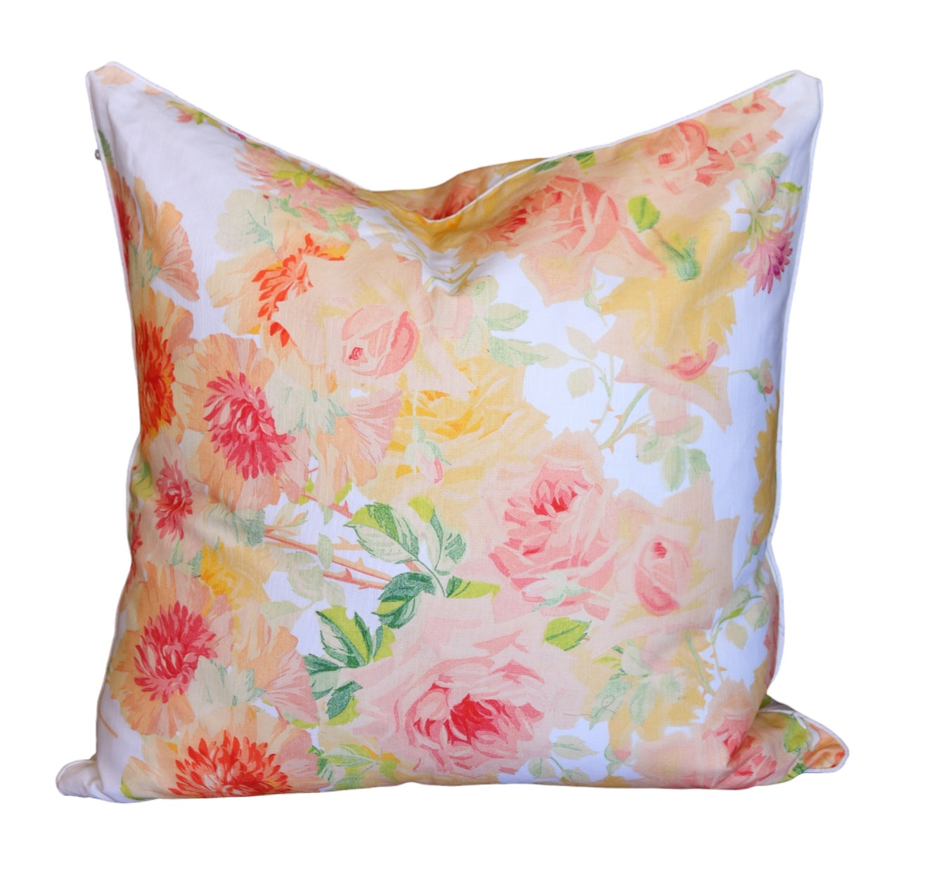 24" Orange & Yellow Floral Pillow