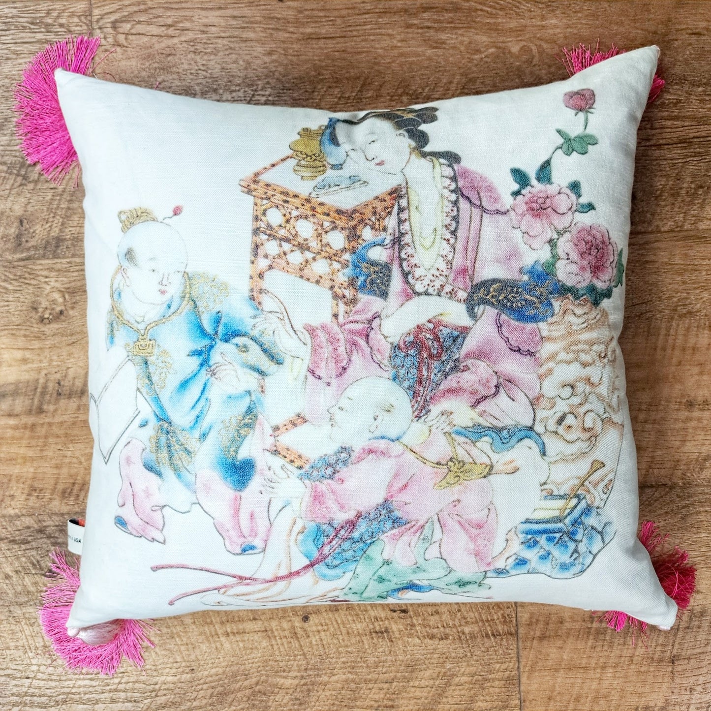 20" Asian Geisha Pink Pillow