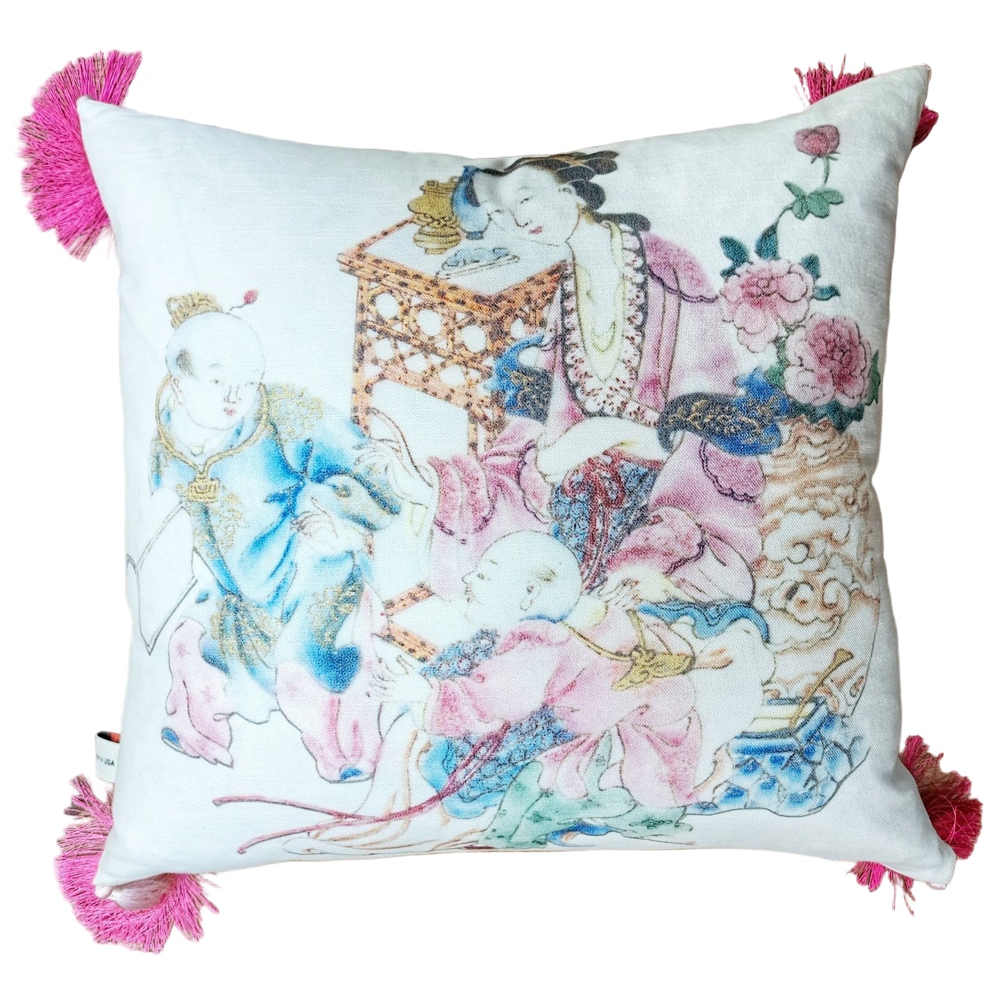 Asian Geisha Pink Pillow - 20"