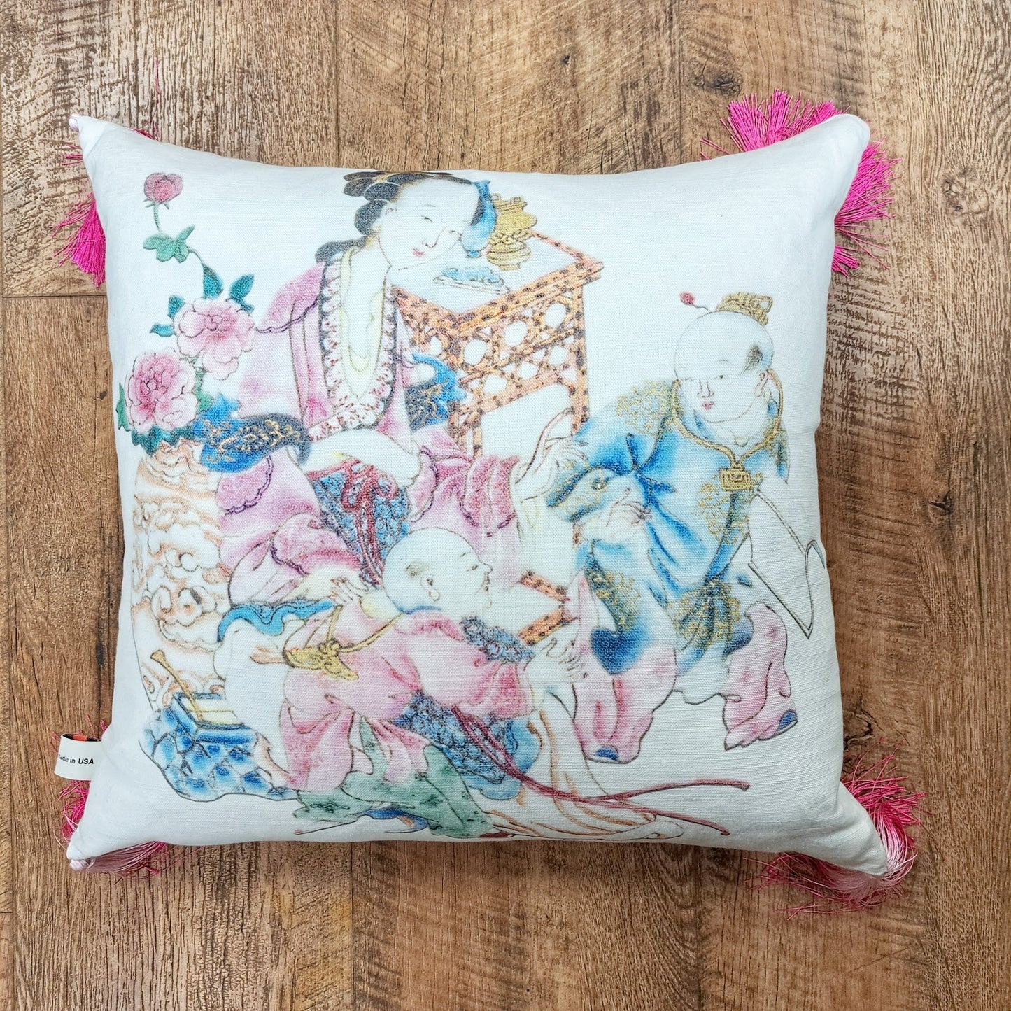 20" Asian Geisha Pink Pillow