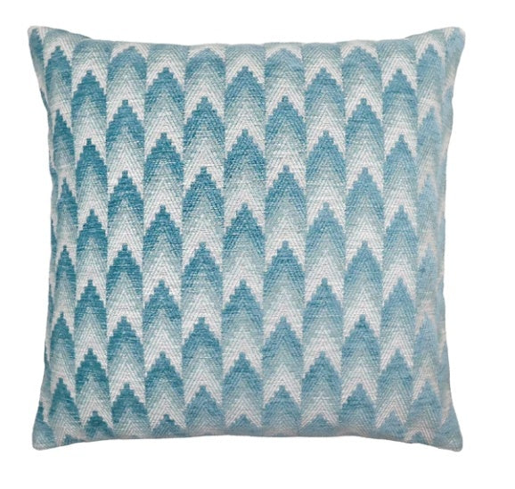 22" Woven Geometric Pillow in Aqua