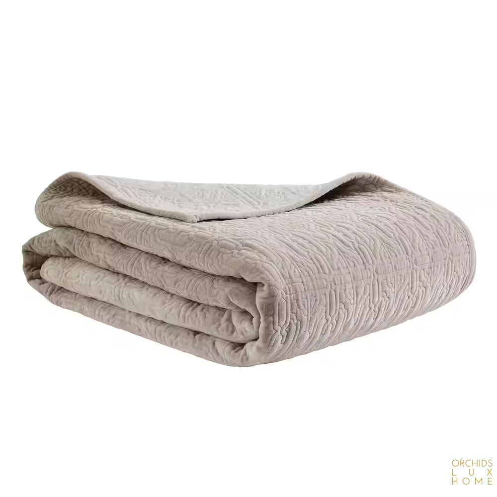 Duke Geometric Cotton Velvet Quilt in Slate