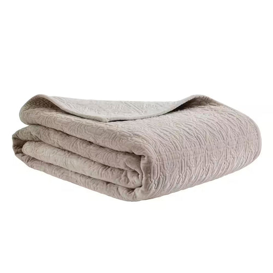 Duke Geometric Cotton Velvet Quilt in Slate - King