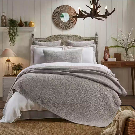 Duke Geometric Cotton Velvet Sham in Slate - King