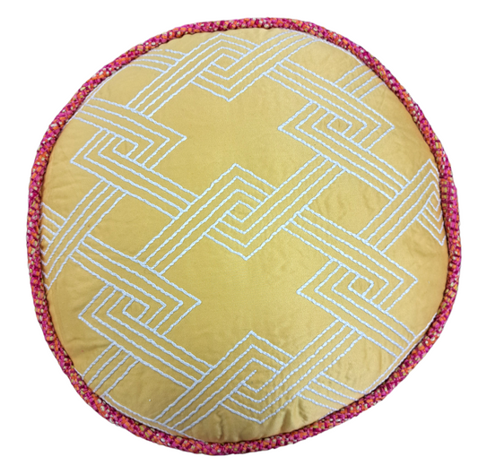 Round Yellow & Pink Pillow - 13"