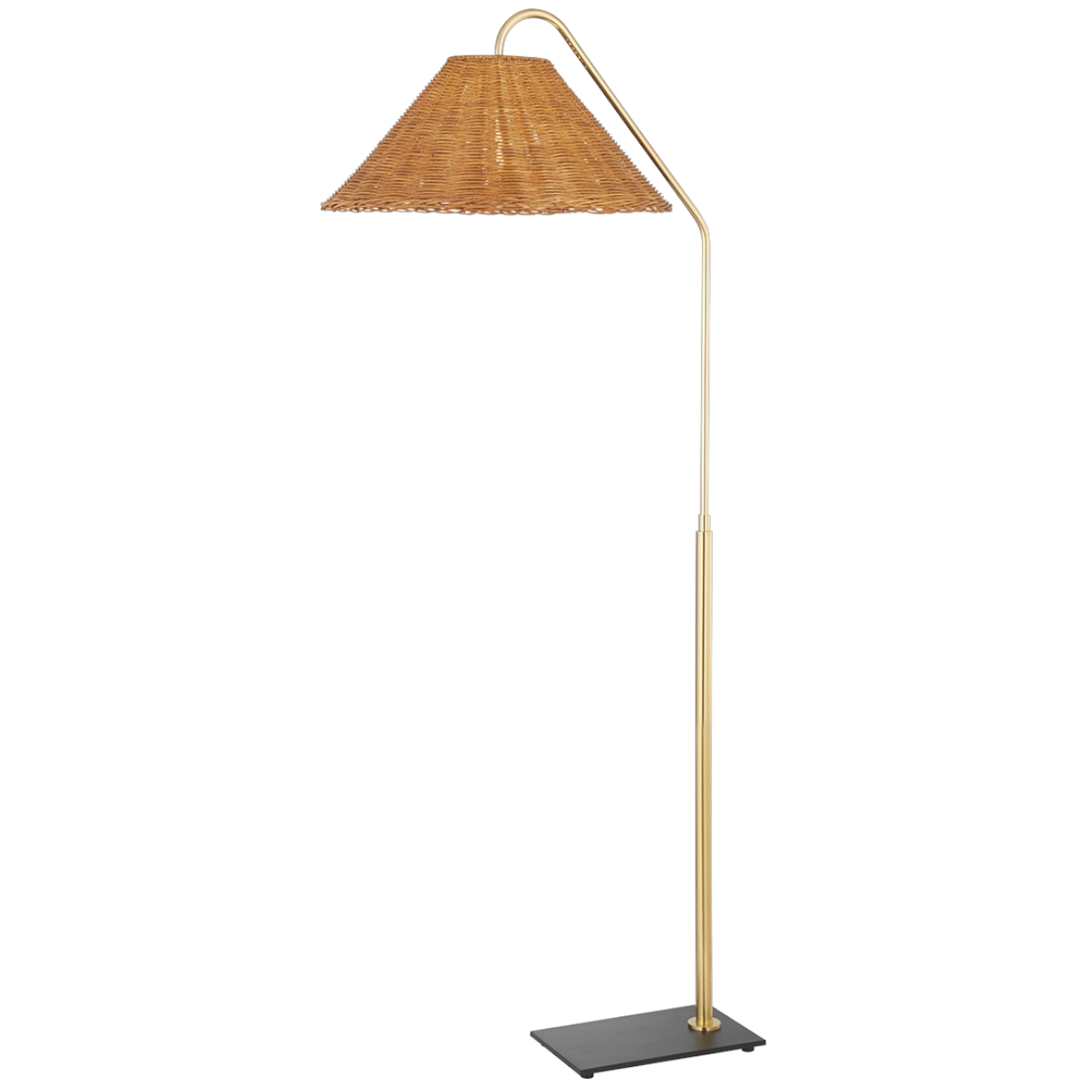 Brass & Rattan 1 Light Floor Lamp