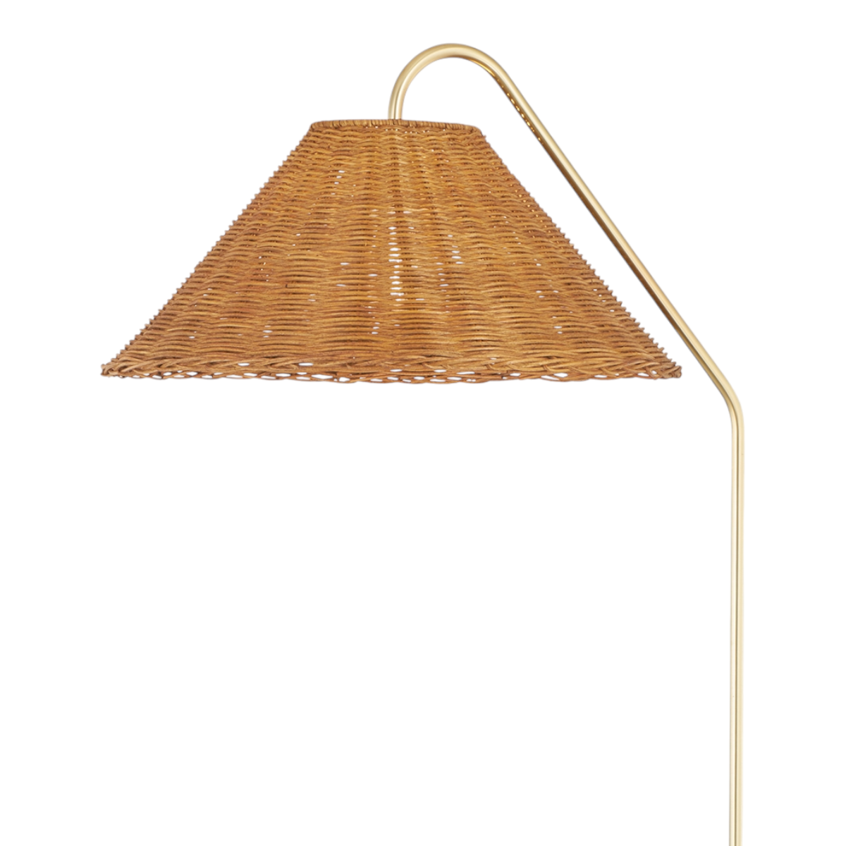 Brass & Rattan 1 Light Floor Lamp