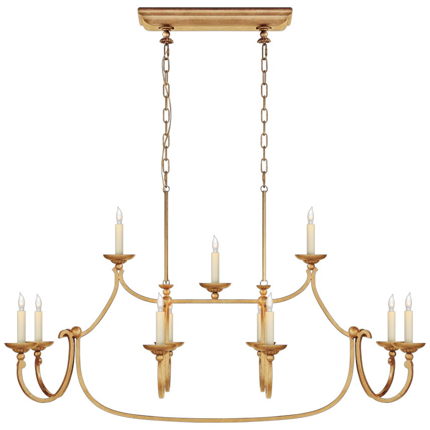 Gilded Iron Large Linear Chandelier