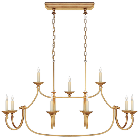 Gilded Iron Large Linear Chandelier