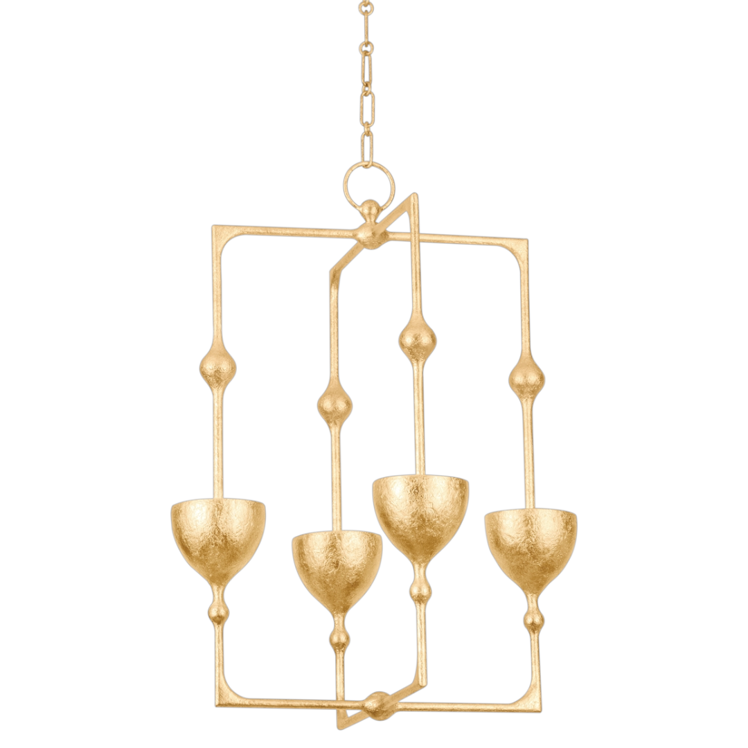 Gold Leaf 4 Light Lantern