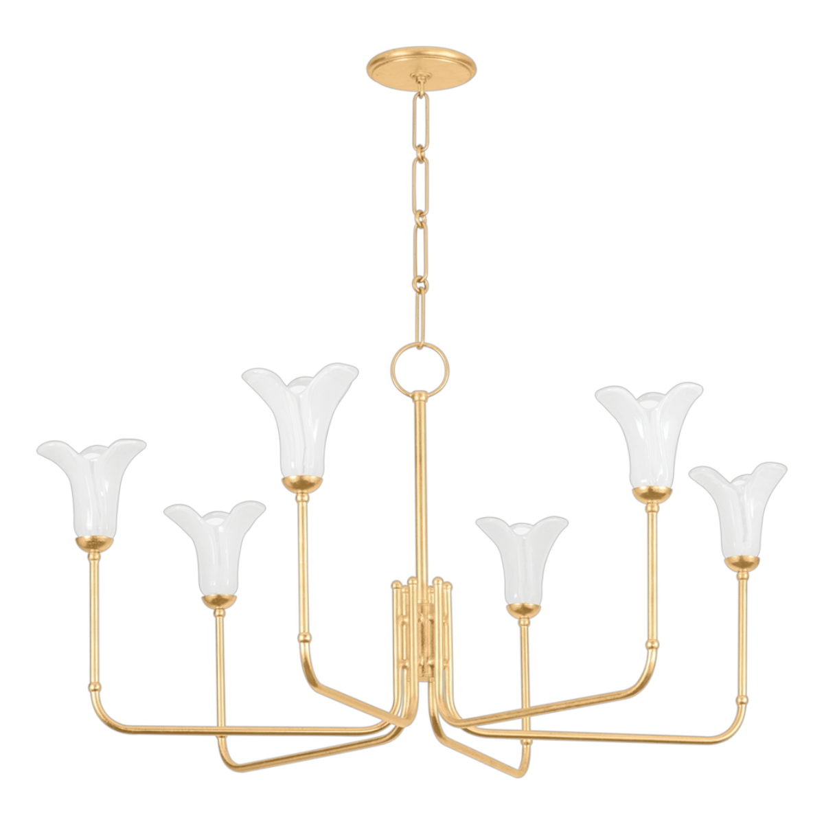 Gold Leaf 6 Light Flower Chandelier