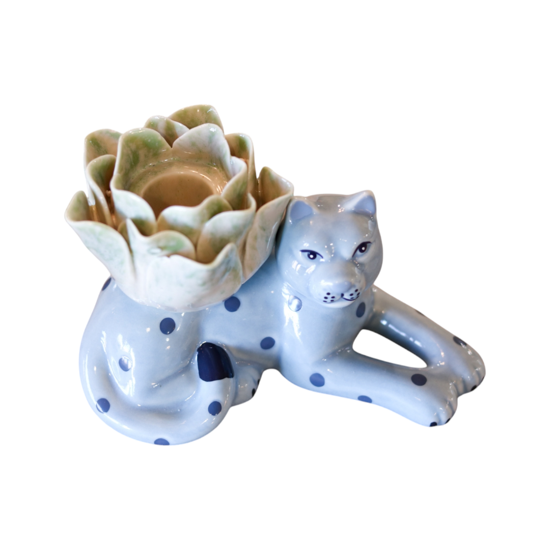 Stoneware Tiger Candlestick