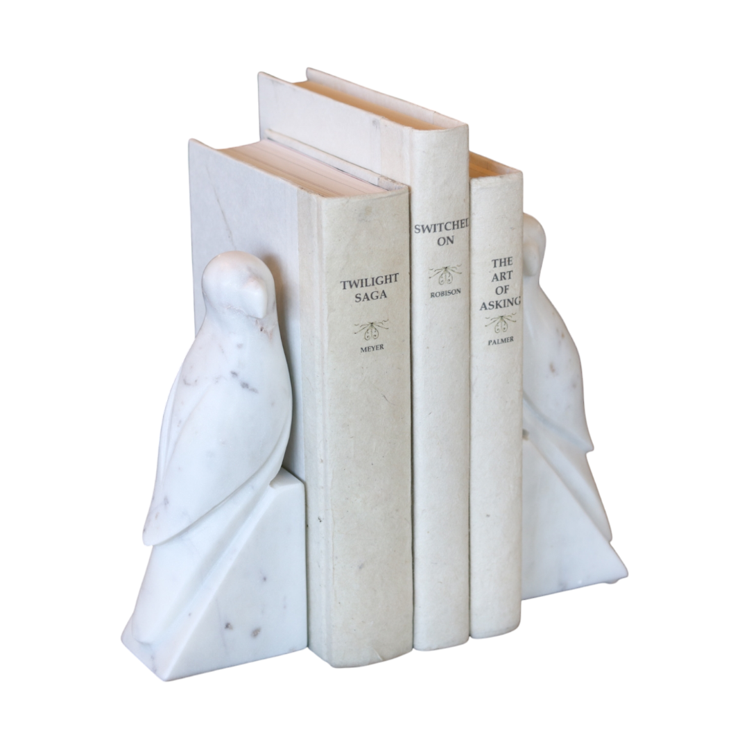 Marble Parrot Shaped Bookends