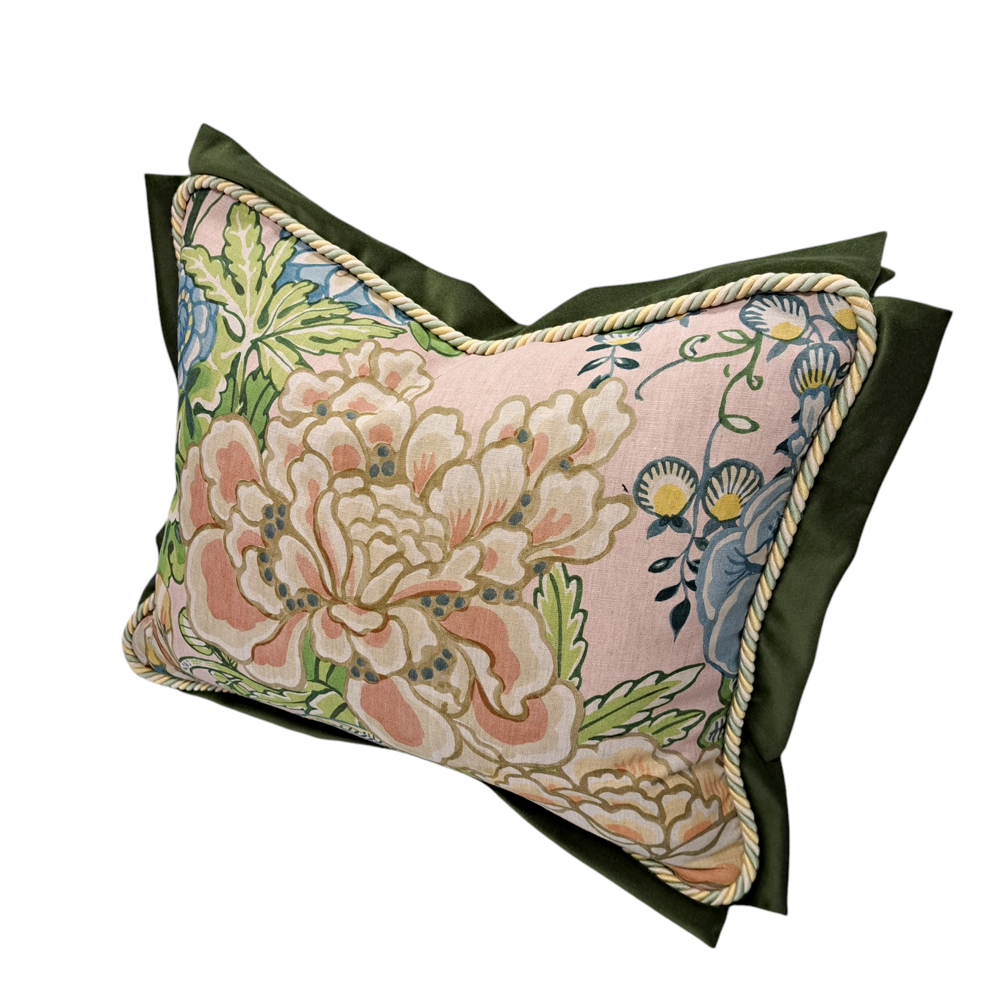 16" x 20" Pink & Green Floral Pillow