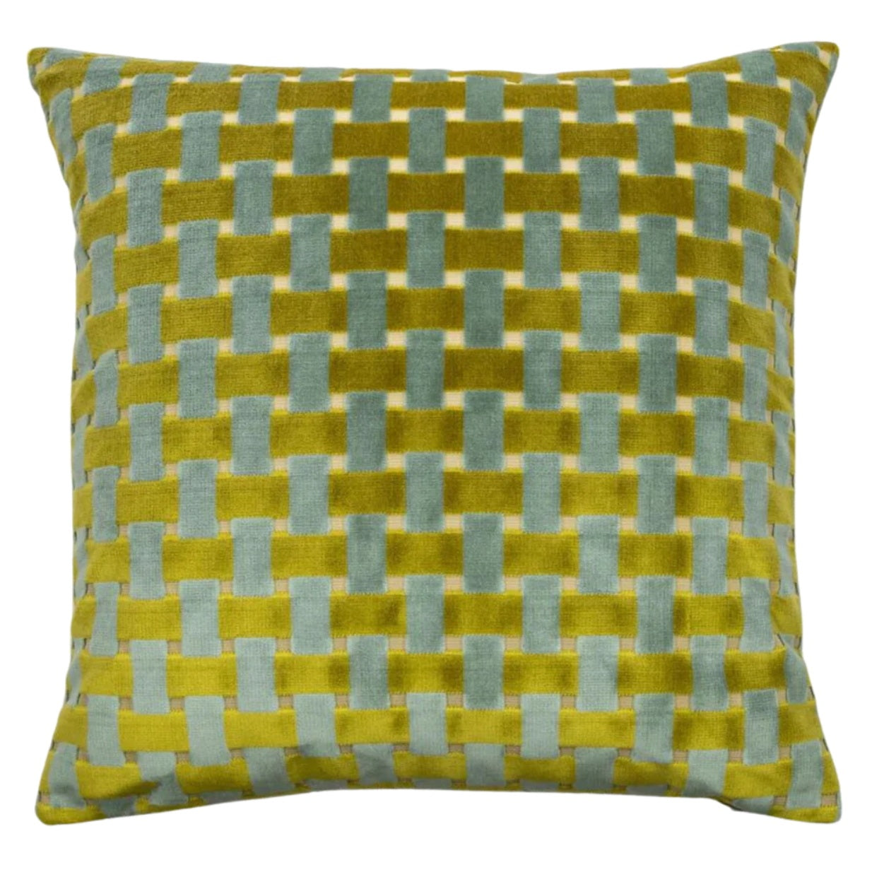22" Green & Blue Basket Weave Pillow