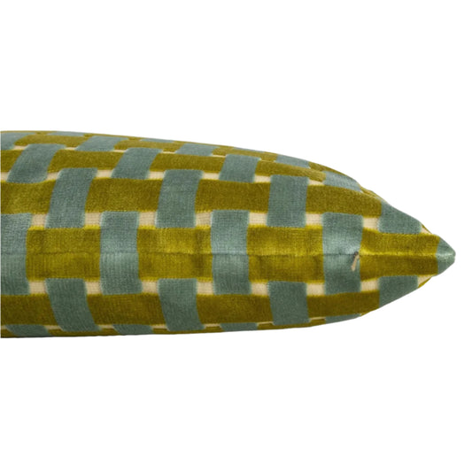 Green & Blue Basket Weave Pillow - 22"