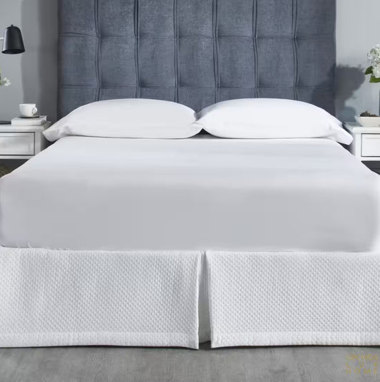 Matelasse Bed Skirt in White - King