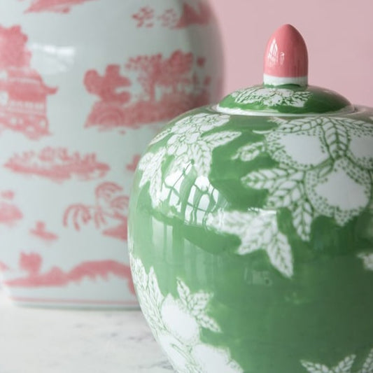Green Stoneware Ginger Jar