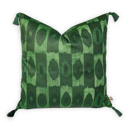 Shareen Verde Pillow with Green Tassels