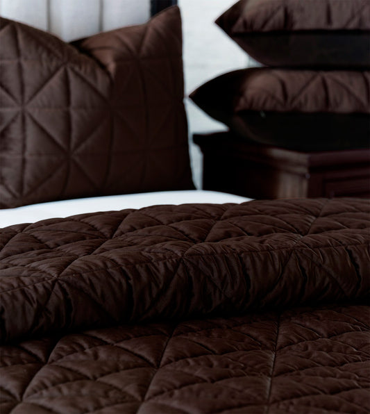 Nova Cocoa Quilted Velvet Coverlet - King