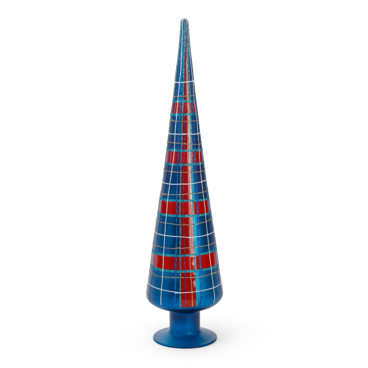 Blue & Red Plaid Glass Tree